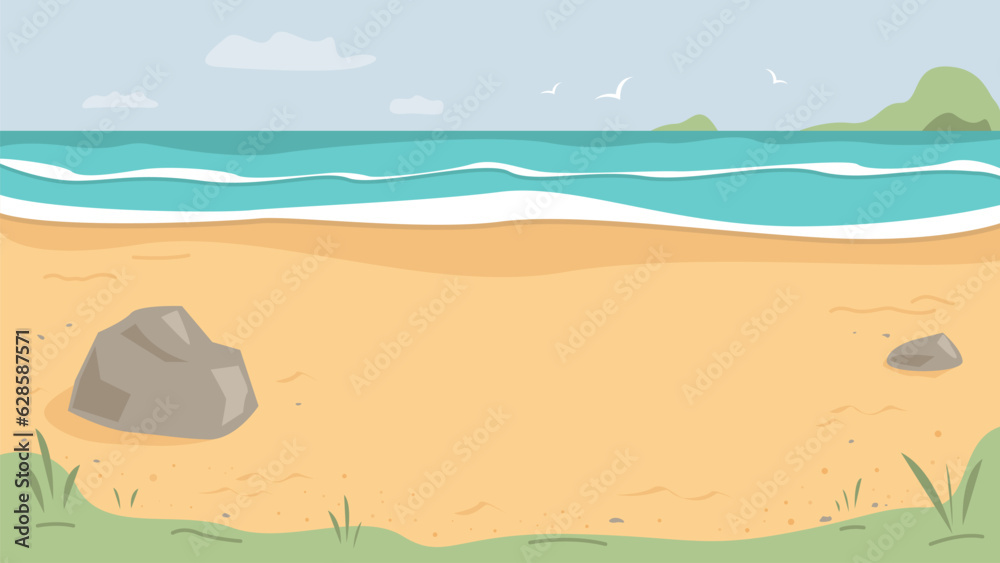 Landscape empty clean sand beach sea coastline.Vector stock illustration in flat style. Landscape empty clean sand beach sea coastline.Vector stock illustration in flat style.
