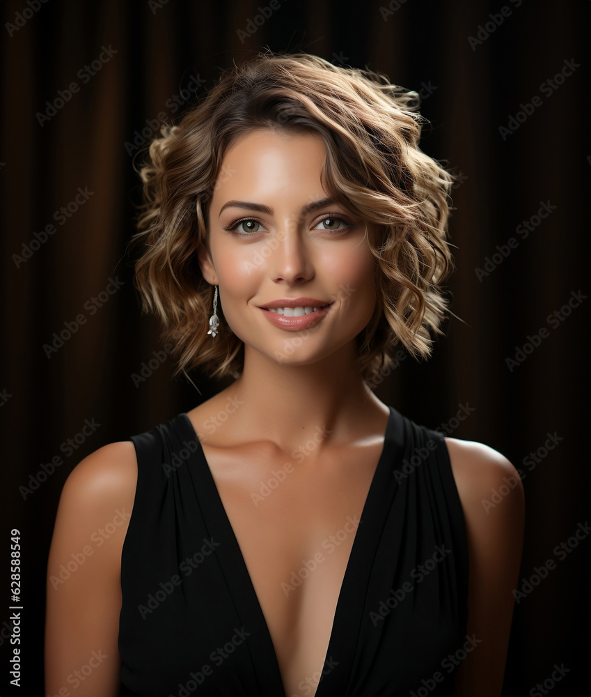 Closeup of an elegant and beautiful business woman looking at camera with glamorous look. Women concept and copy space for promotion or cover