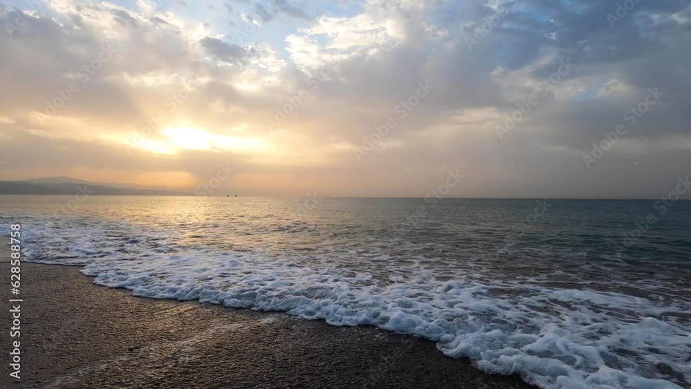 Beautiful sunrise on Malaga coastline, time lapse, Costa del Sol Beautiful sunrise on Malaga coastline, time lapse, Costa del Sol