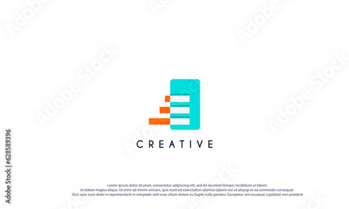 Abstract Elevate logo design. geometric stairs isolated on white background