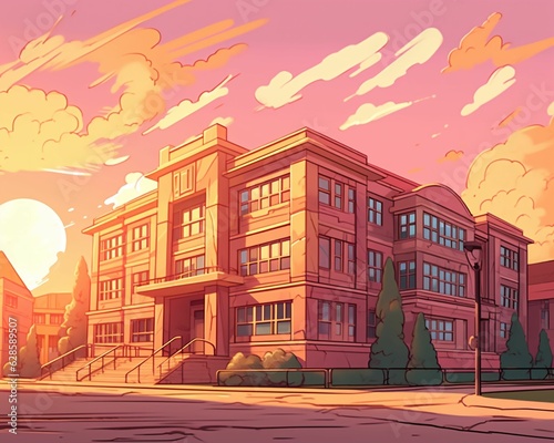 Illustration of a vibrant cartoon building