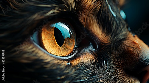 AI-generated illustration of a close-up of an orange black cats eye