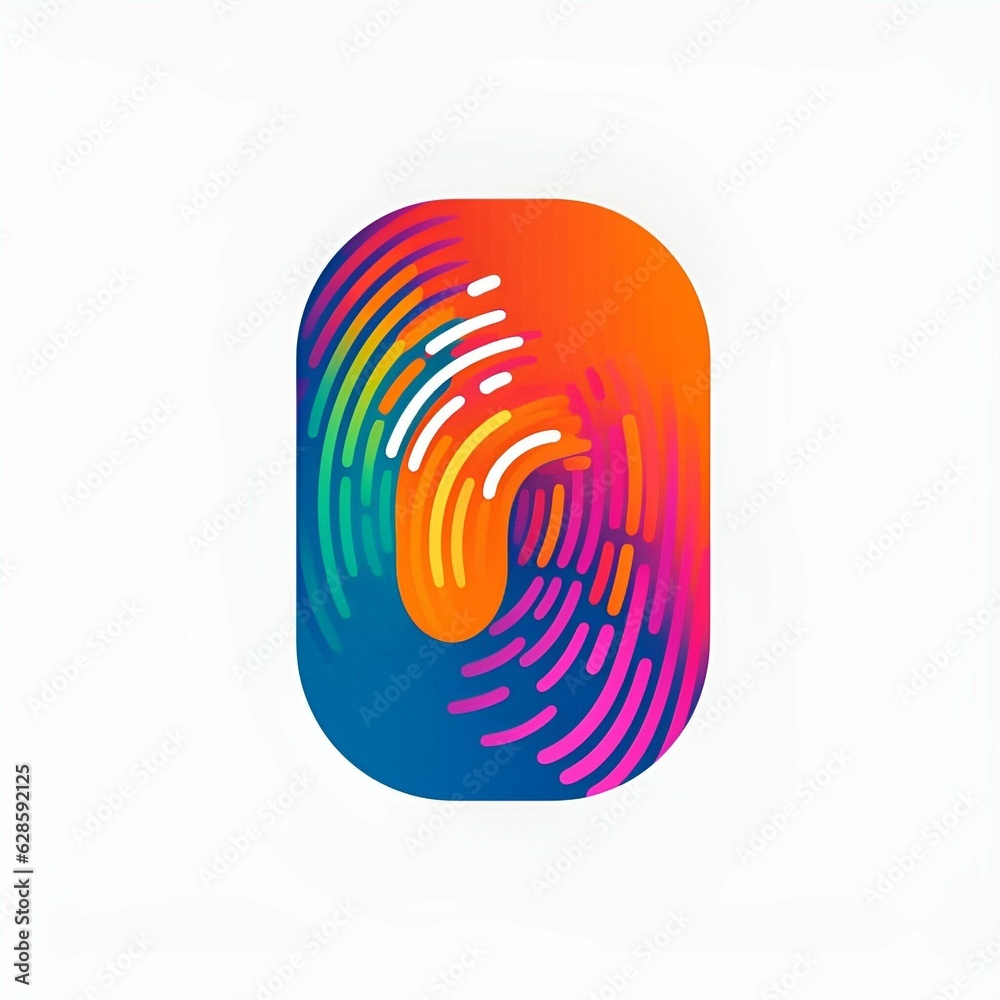 AI generated illustration of a fingerprint icon with multicolored lines AI generated illustration of a fingerprint icon with multicolored lines