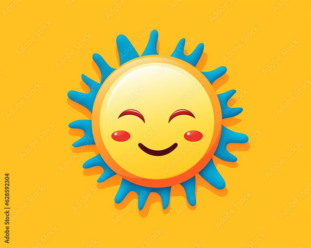 a cartoon sun with a smiley face on a yellow background a cartoon sun with a smiley face on a yellow background