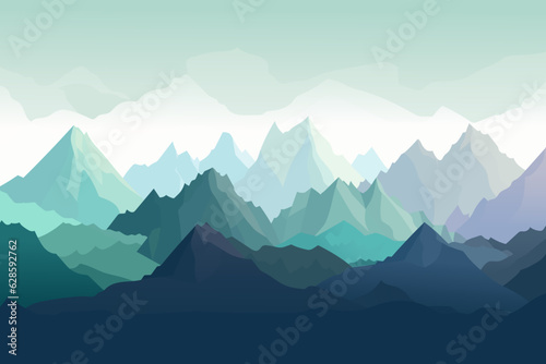 Vector landscape of beautiful mountains. Mountain silhouettes. The concept of travel, mountaineering, mountain climbing, hiking.