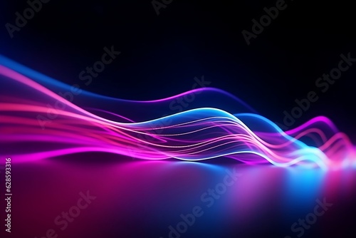 abstract futuristic background with pink blue glowing neon moving high speed wave lines and bokeh lights. Data transfer concept Fantastic wallpaper, Ai, Generative AI