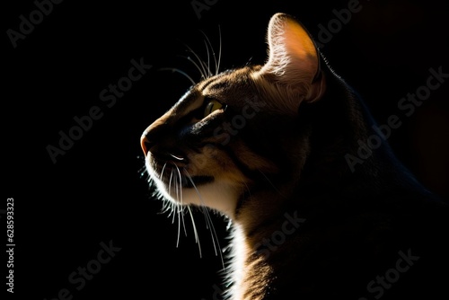 a cat is silhouetted against a black background