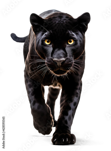 panther in a stealth pose on isolated transparent background