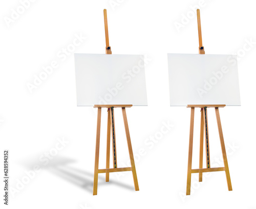 Easel with canvas, with and without shadow