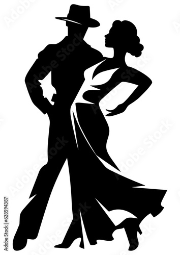 Vector silhouette of a couple dancing salsa