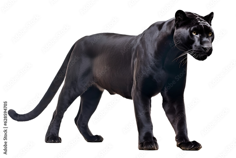 black panther side view on isolated background black panther side view on isolated background