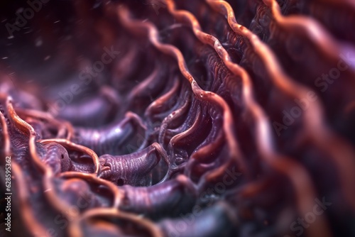 a close up view of the inside of a worm