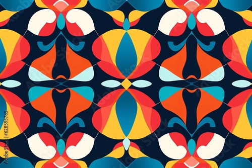 a colorful abstract pattern with red orange and blue colors