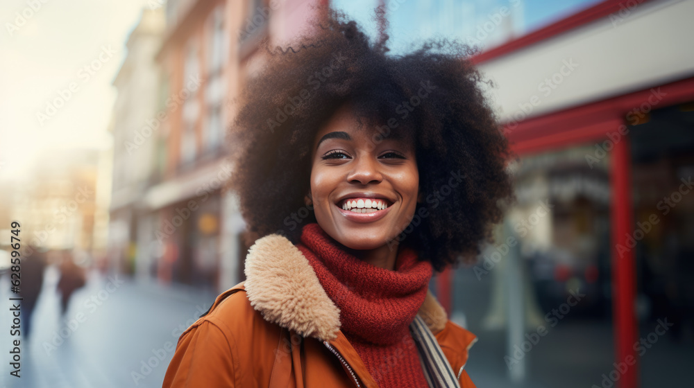 A young girl on a city street. A young girl on a city street.