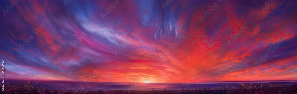 Summer Sky Painting in Shades of colorful. Captivating Beauty of Blue and orange tone. Vibrant Colors Among Clouds Summer Sky Painting in Shades of colorful. Captivating Beauty of Blue and orange tone. Vibrant Colors Among Clouds