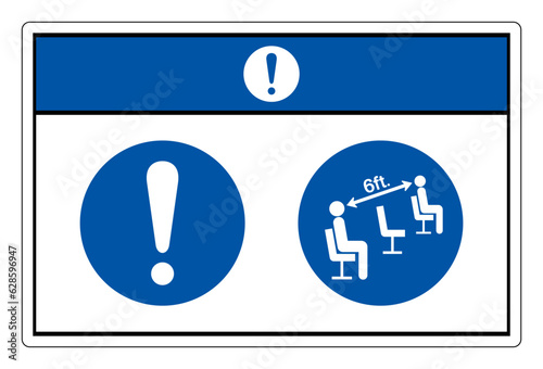 Notice Please Maintain Social Distancing Whil Seated Symbol, Vector  Illustration, Isolated On White Background Label. EPS10