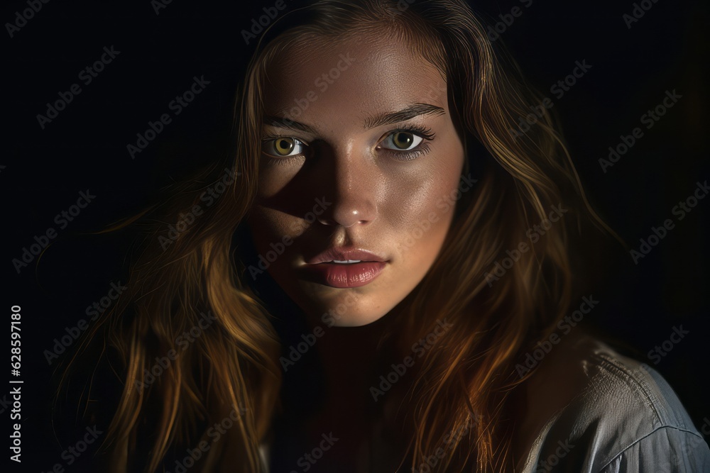 a digital painting of a beautiful young woman