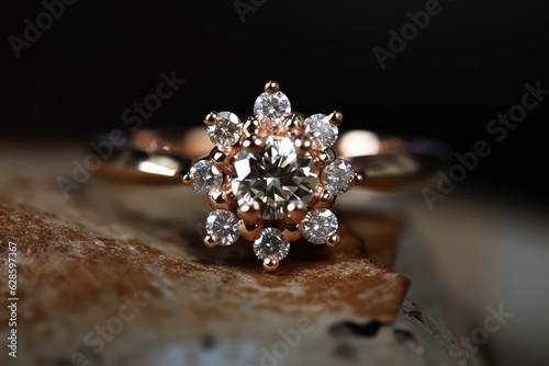 royal wedding ring photography with shiny gemstone generative ai