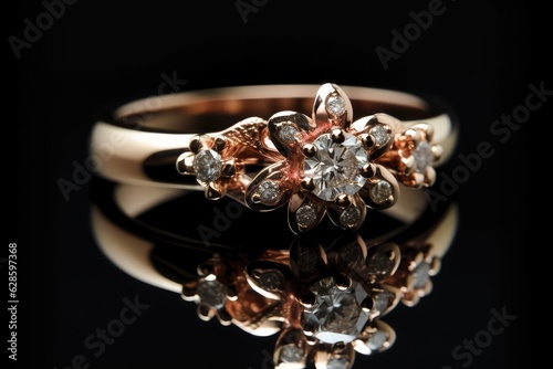 realistic golden designer ring photography for special event generative ai