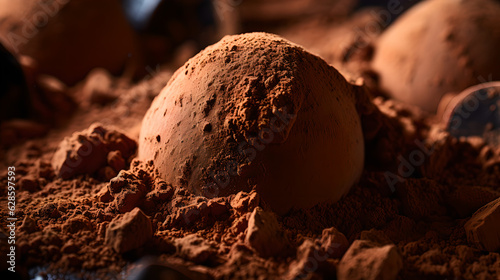 closeup shot of a chocolate truffle