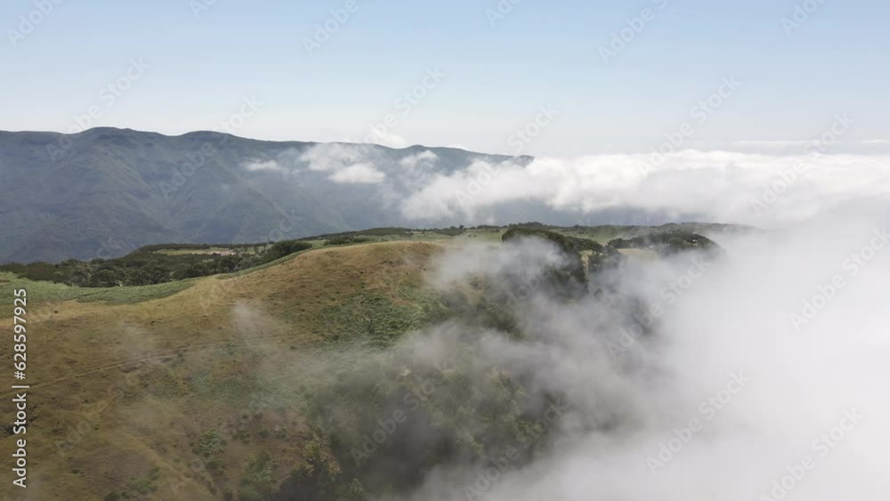 Drone flight above the clouds in the mountains, Madeira, Portugal. Drone flight above the clouds in the mountains, Madeira, Portugal.