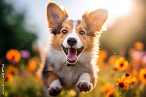 a dog running through a field of flowers © AberrantRealities