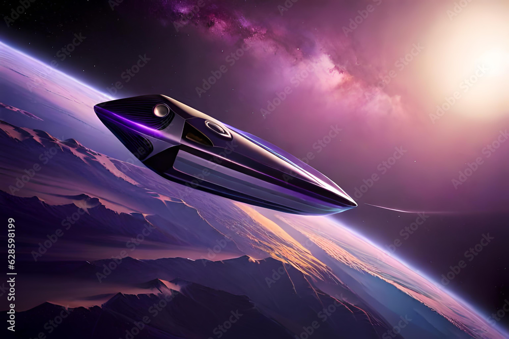 Enigmatic spaceship flying in outer space generative AI Enigmatic spaceship flying in outer space generative AI