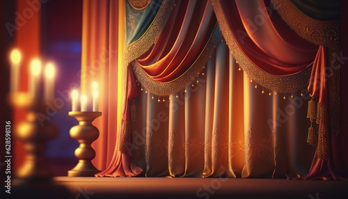 decorative an ethnic curtain photography for royal event or wedding venue generative ai