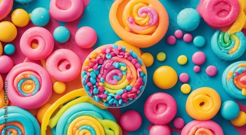 delicious sweets on sweet background  sweets on abstract colored background  sweets and cookies
