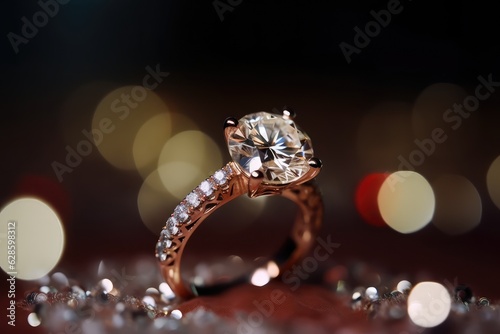 fashionable wedding jewelry ring photography with precious diamond generative ai