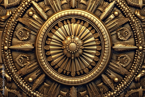 a golden circular design on a black background