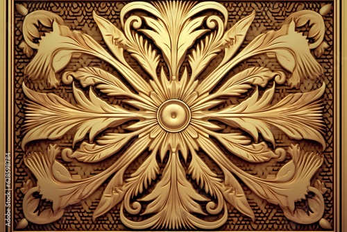 a golden decorative pattern on a black and white background