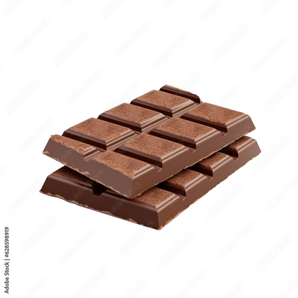 Piece of chocolate isolated on transparent background