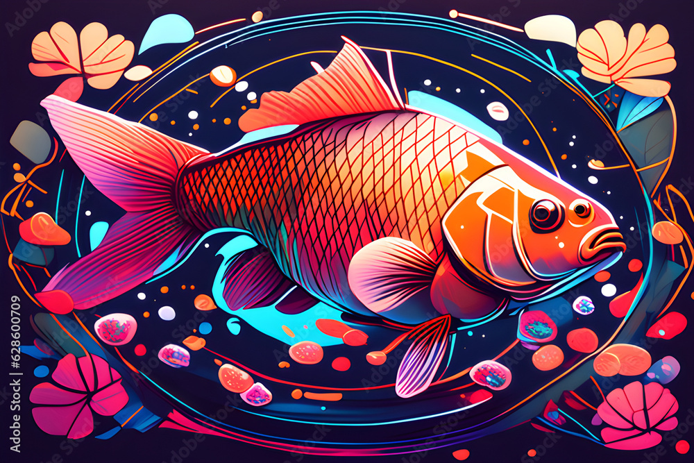Fototapeta premium colored carp.Generative AI