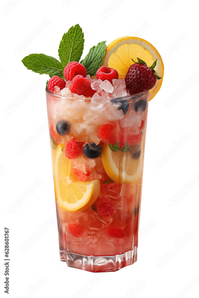 Fresh mixed berries mocktail or mixed berries soda decor mint leaf isolated on transparent background. Generative Ai Fresh mixed berries mocktail or mixed berries soda decor mint leaf isolated on transparent background. Generative Ai