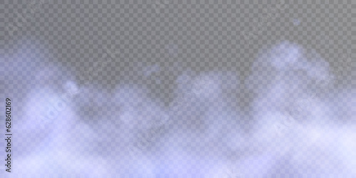 Realistic colorful smoke clouds, fog effect. Fog isolated on transparent background. Vapor in the air, vaporization. Vector