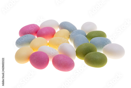colored dragee with almonds isolated