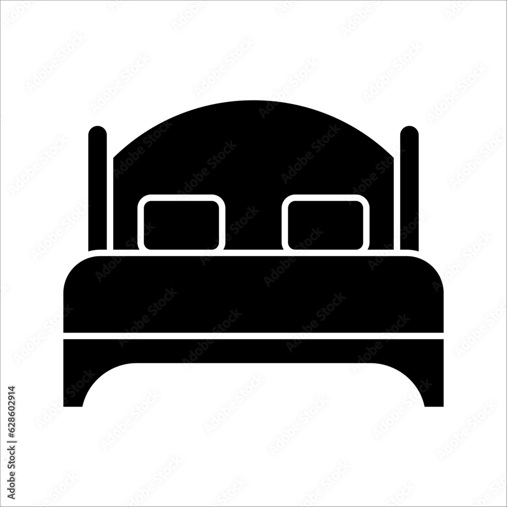Bed icon. Hotel flat vector icon. Accommodation icon, vector illustration on white background Bed icon. Hotel flat vector icon. Accommodation icon, vector illustration on white background