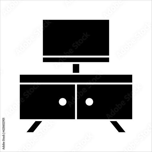 icon illustration of furniture cabinet tv, Single high quality outline black style for web design or mobile app. vector illustration on white background