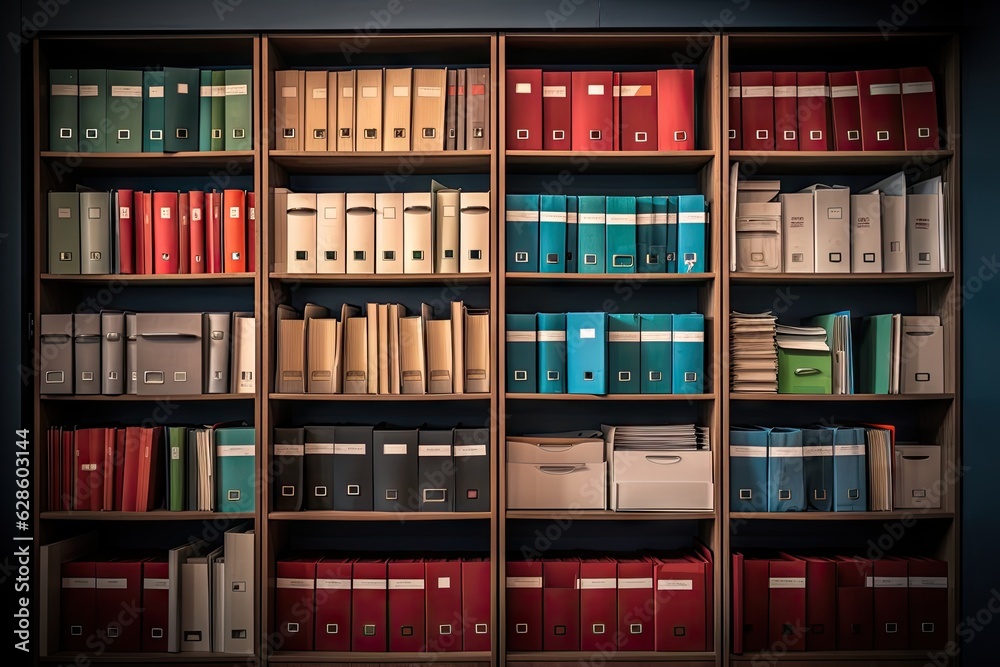 a shelf filled with many different kinds of folders Generative Ai a shelf filled with many different kinds of folders Generative Ai