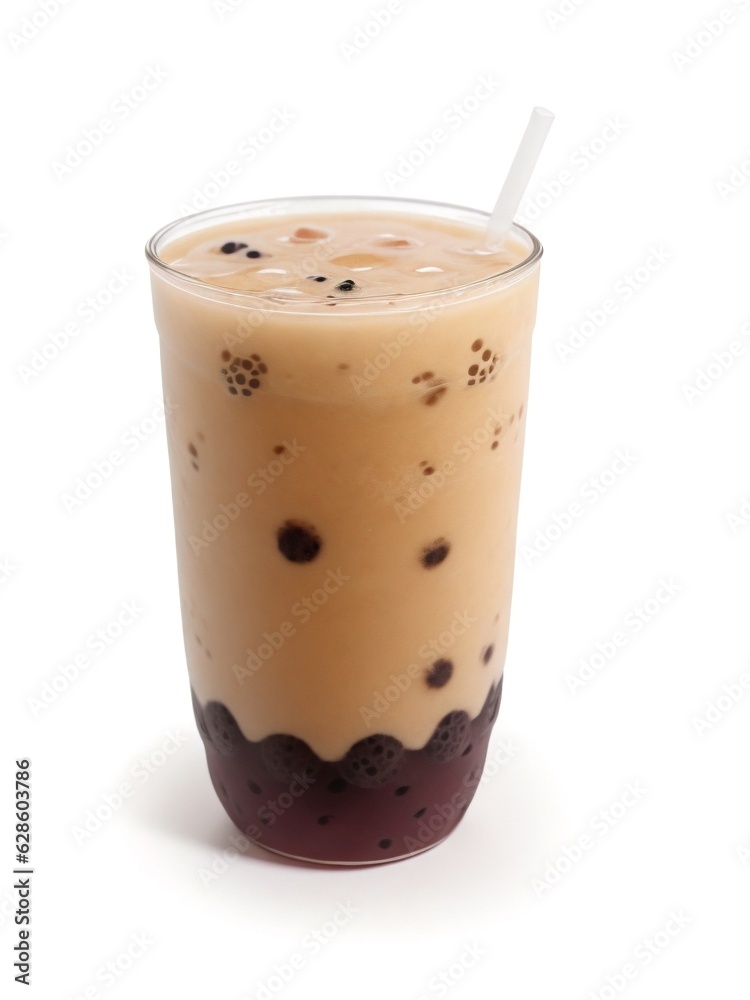 isolate bubble Ice milk tea, Ice milk tea on the white background isolate bubble Ice milk tea, Ice milk tea on the white background