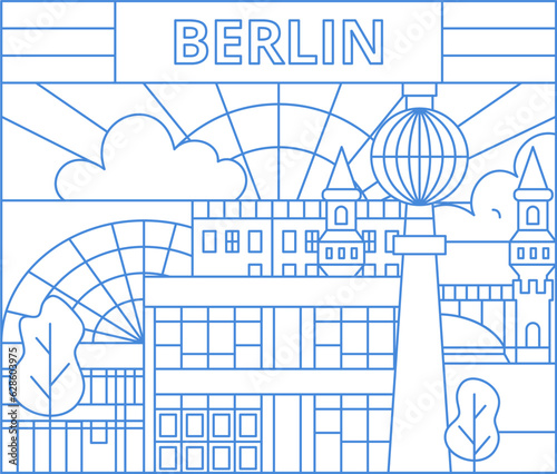 Berlin Outline Concept. Vector Illustration of University Germany Country Architecture.