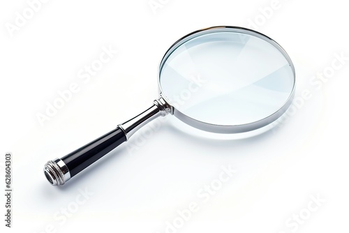 Magnifying glass over white background.