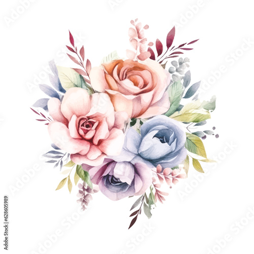 Whimsical Floral Watercolors: Fairy Arrangements on White Background © Finkha