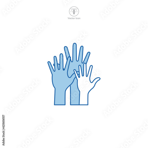 Multiple Hands Raised icon symbol vector illustration isolated on white background