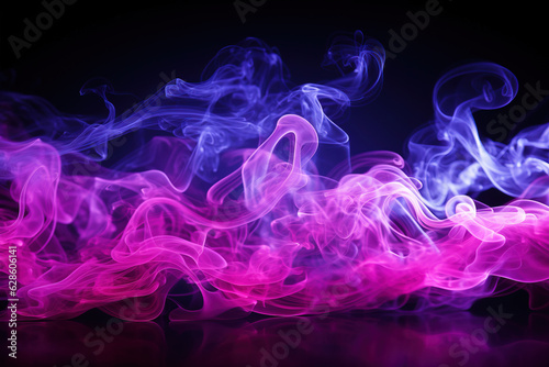 Pink and blue smoke isolated on a black background