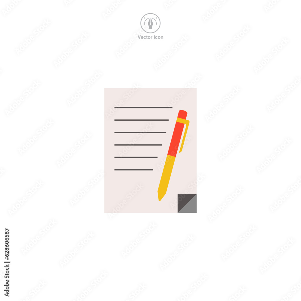 Document with a Pen. contract icon symbol vector illustration isolated on white background Document with a Pen. contract icon symbol vector illustration isolated on white background