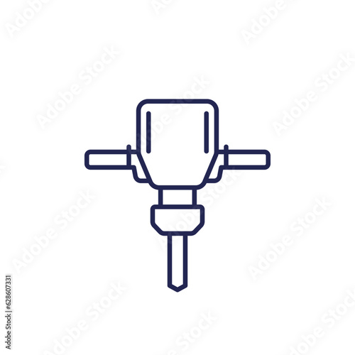 jackhammer, drill line icon on white