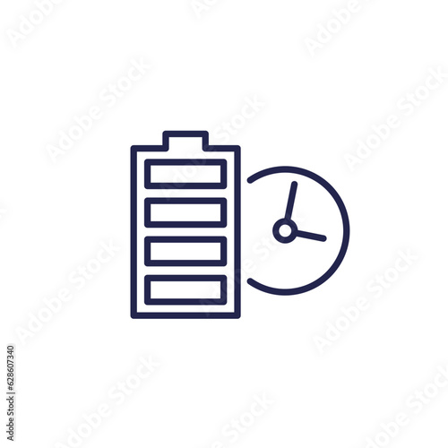 long battery life icon, line vector