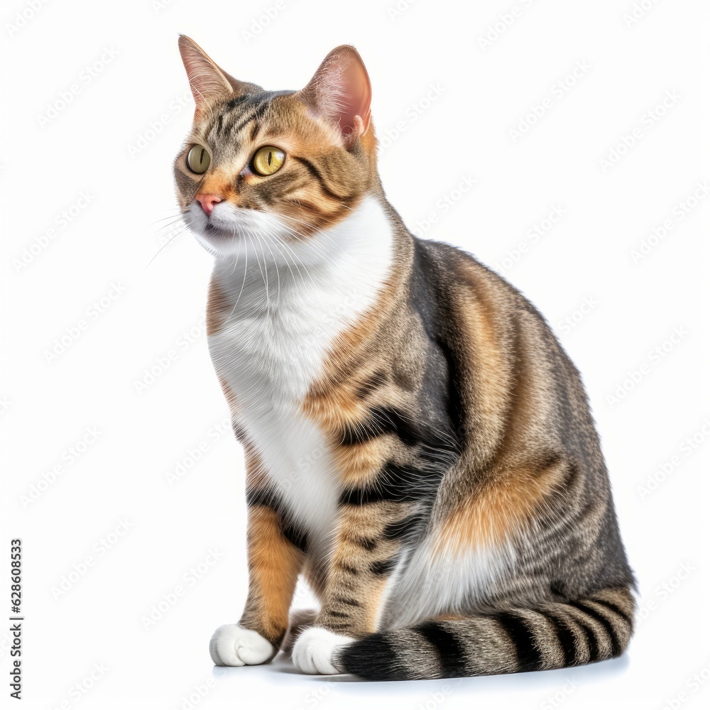 a tabby cat sitting on a white background a tabby cat sitting on a white background